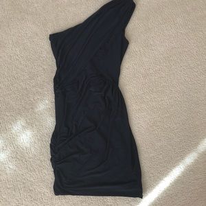 Nordstrom one shoulder ruched navy blue dress